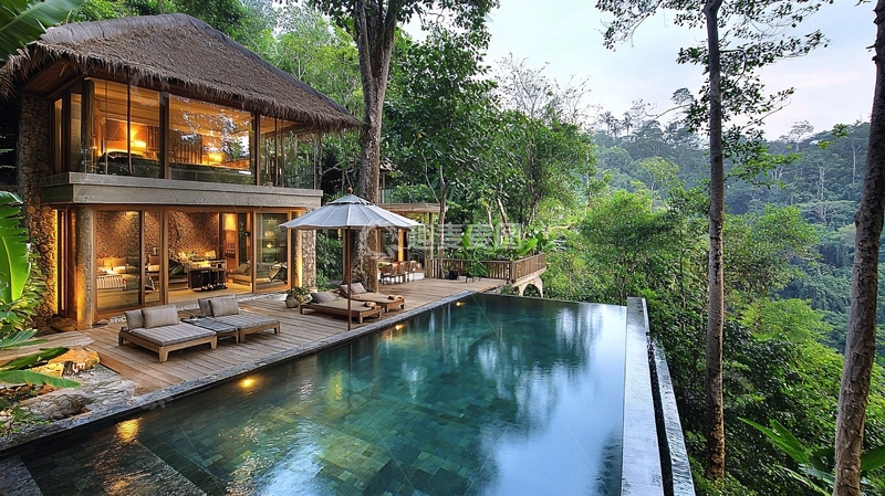 高清大图下载【趣麦麦图】豪华丛林别墅泳池