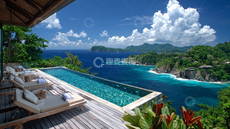 高清大图下载【趣麦麦图】海景无边泳池别墅