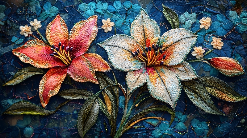 高清大图下载【趣麦麦图】精美百合花卉油画