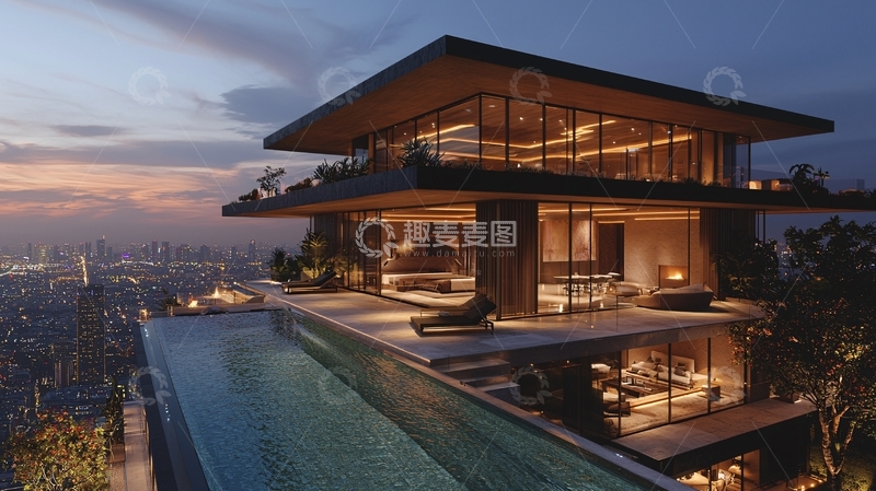 高清大图下载【趣麦麦图】夜景豪宅