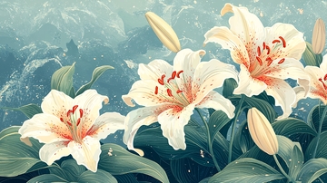 清新淡雅白百合花卉