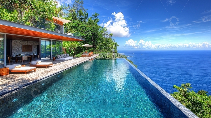 高清大图下载【趣麦麦图】海景别墅无边泳池