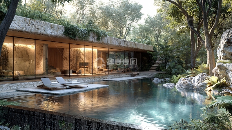 高清大图下载【趣麦麦图】森林环绕现代别墅