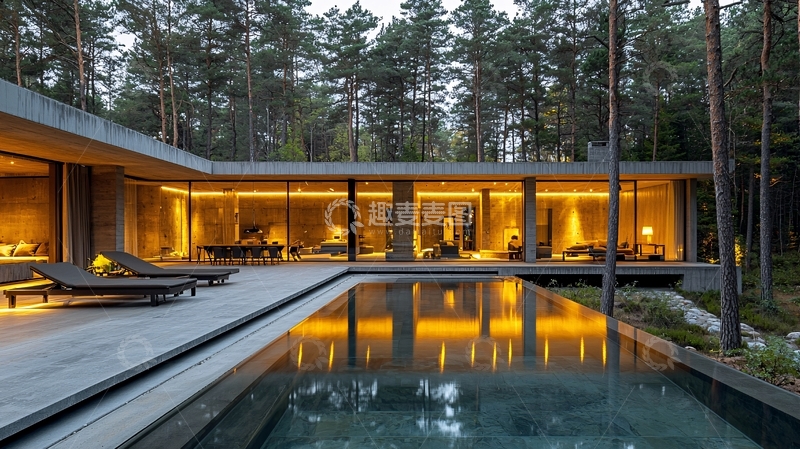 高清大图下载【趣麦麦图】现代简约森林别墅