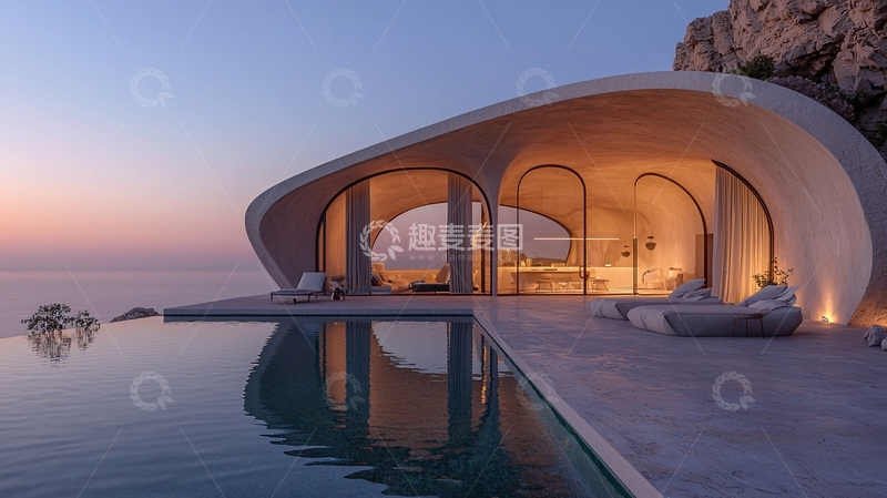 高清大图下载【趣麦麦图】海边现代风格别墅