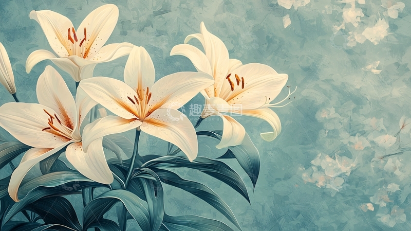 高清大图下载【趣麦麦图】清新淡雅的白色百合花