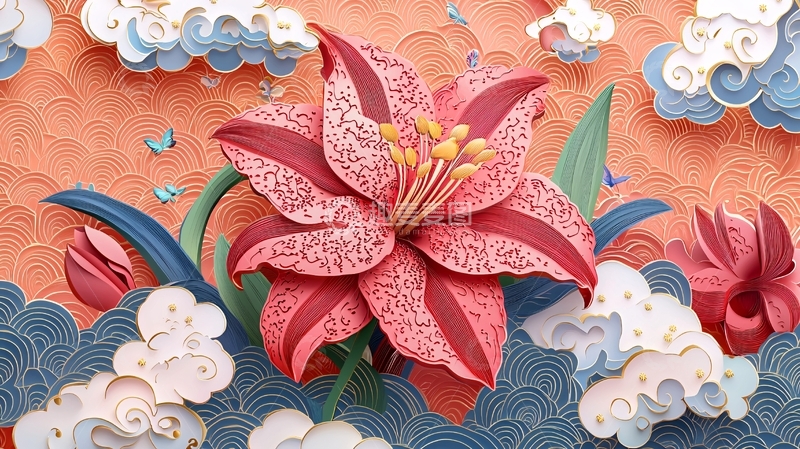 高清大图下载【趣麦麦图】立体纸雕花卉