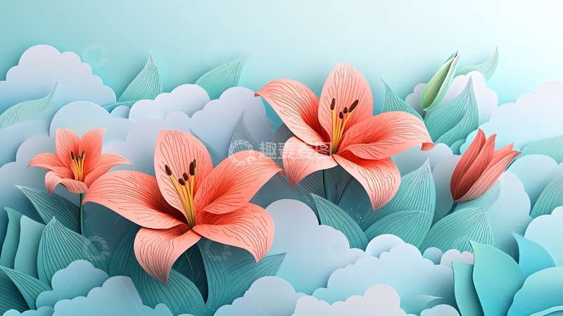 高清大图下载【趣麦麦图】粉色百合花纸艺