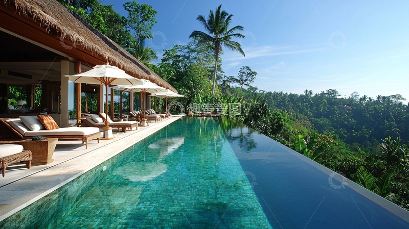 高清大图下载【趣麦麦图】巴厘岛别墅无边泳池