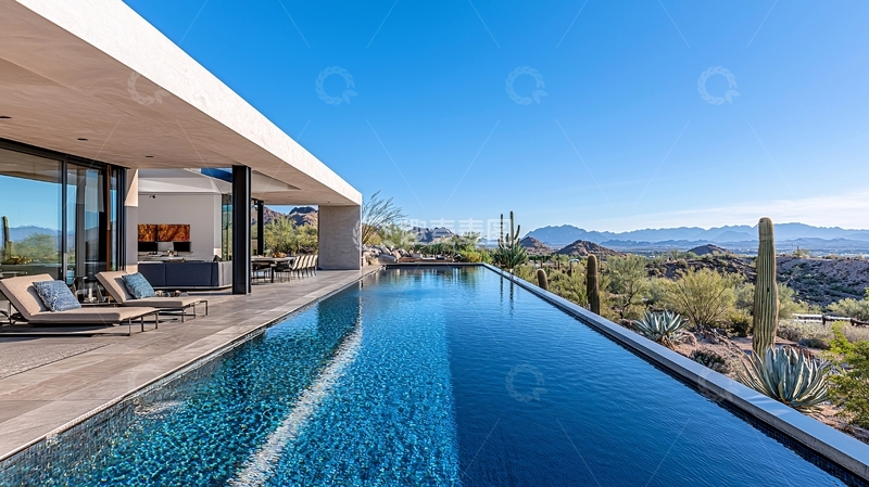 高清大图下载【趣麦麦图】现代简约泳池别墅5