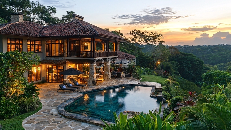 高清大图下载【趣麦麦图】山顶别墅夜景