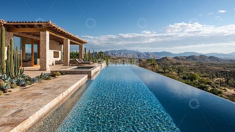 高清大图下载【趣麦麦图】沙漠豪宅泳池