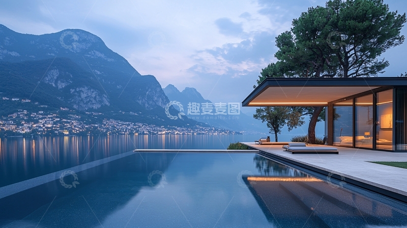 高清大图下载【趣麦麦图】山景湖景泳池别墅