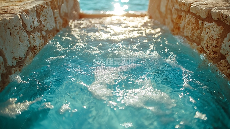 高清大图下载【趣麦麦图】阳光下的泳池流水