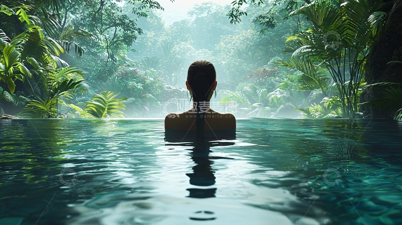 高清大图下载【趣麦麦图】热带雨林温泉