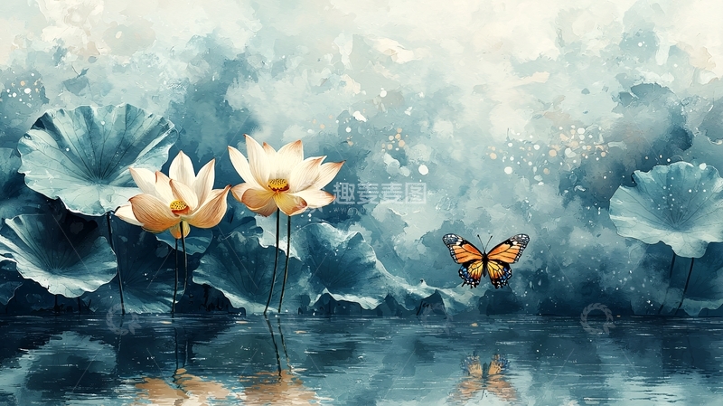 高清大图下载【趣麦麦图】水墨荷花