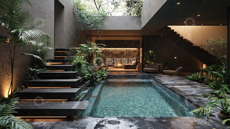高清大图下载【趣麦麦图】室内泳池庭院设计