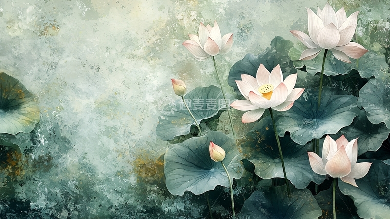 高清大图下载【趣麦麦图】水墨荷花
