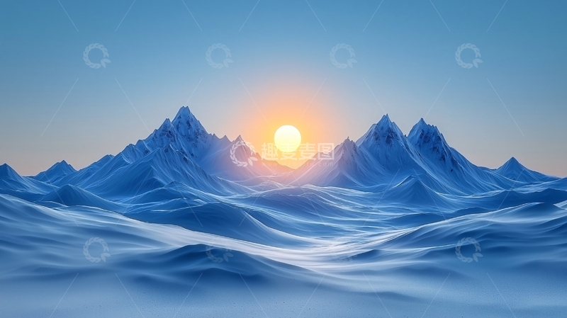 高清大图下载【趣麦麦图】极地冰川日出山峰