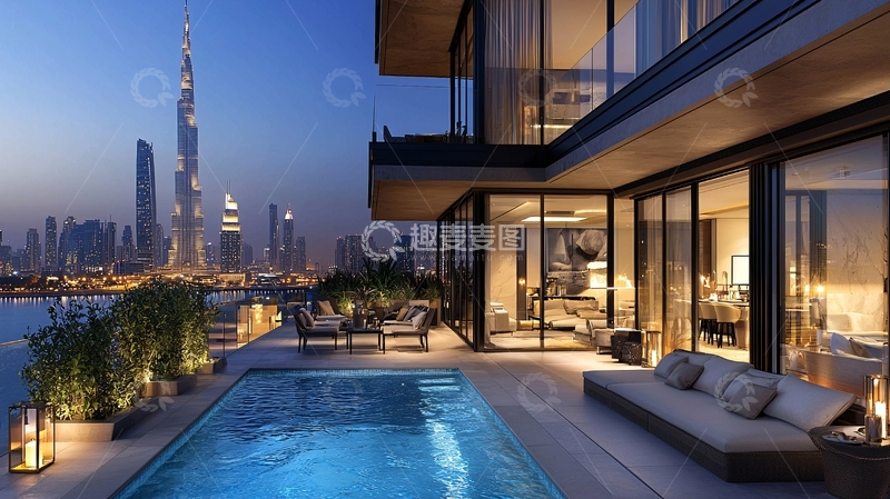 高清大图下载【趣麦麦图】迪拜夜景豪宅