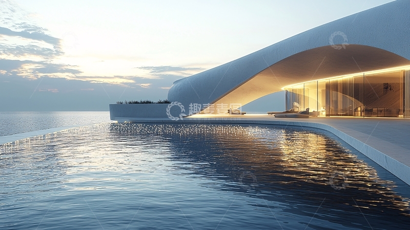 高清大图下载【趣麦麦图】海边现代风格别墅