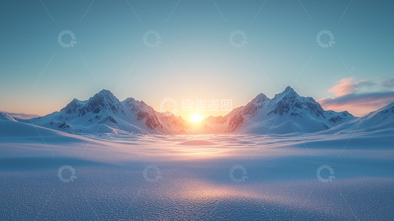 高清大图下载【趣麦麦图】极地雪山日出