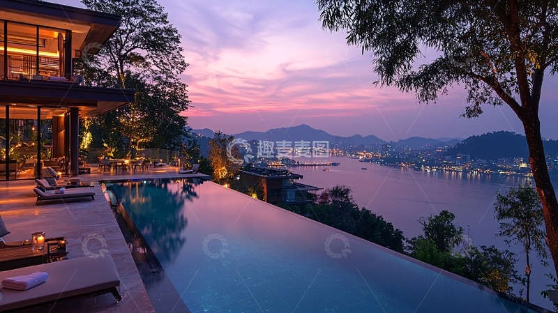 高清大图下载【趣麦麦图】山顶别墅夜景