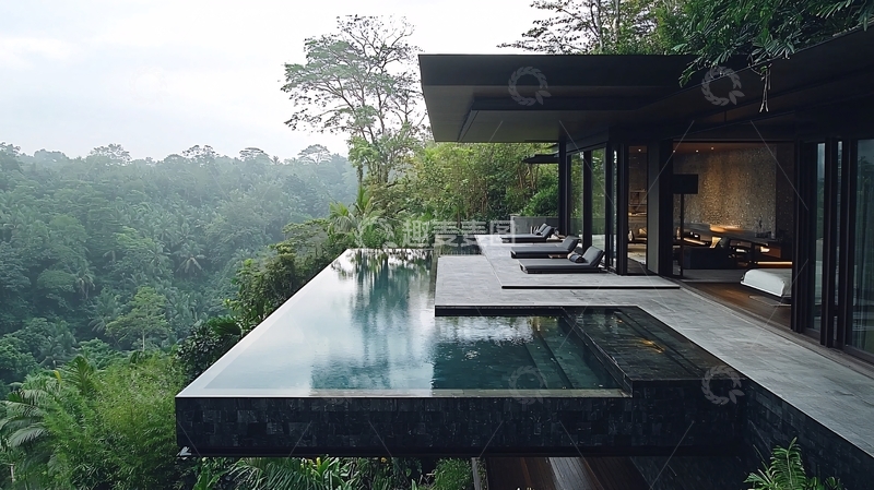 高清大图下载【趣麦麦图】悬崖边无边泳池别墅