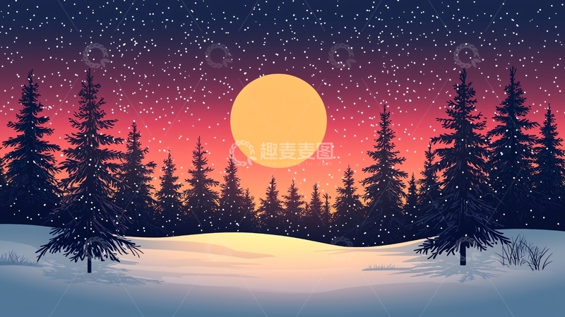 高清大图下载【趣麦麦图】冬夜雪景