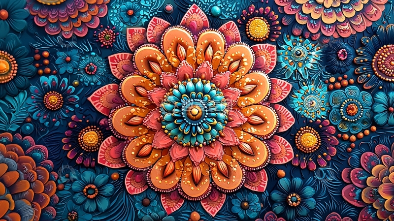 高清大图下载【趣麦麦图】多彩花卉图案1