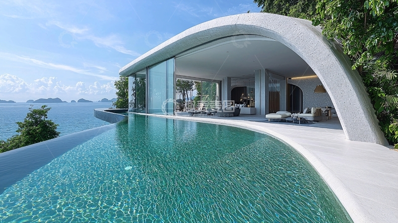 高清大图下载【趣麦麦图】海景别墅泳池