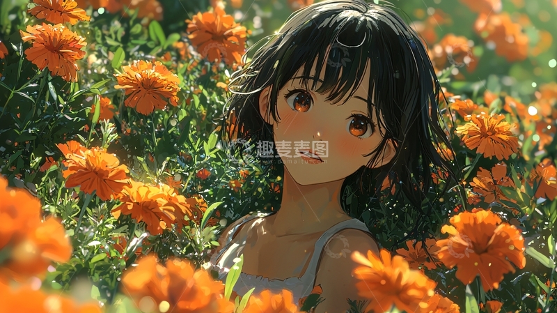 高清大图下载【趣麦麦图】阳光下的短发女孩