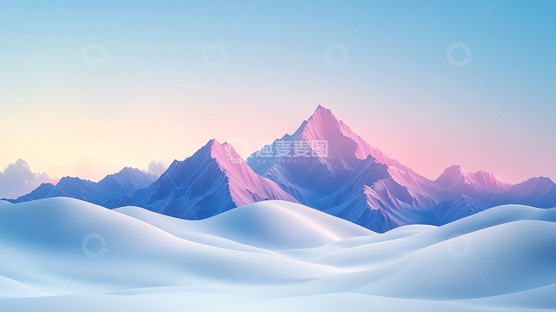 高清大图下载【趣麦麦图】梦幻雪山日出