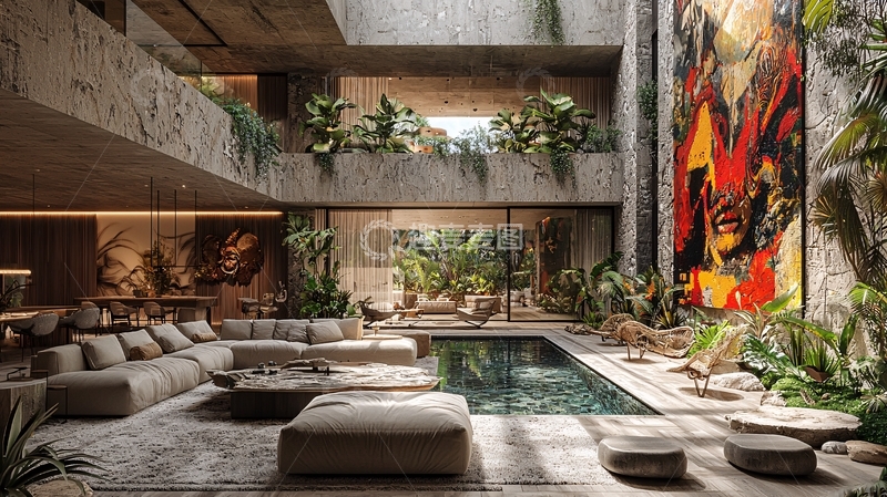高清大图下载【趣麦麦图】室内泳池别墅设计