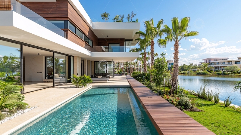 高清大图下载【趣麦麦图】现代简约湖景别墅