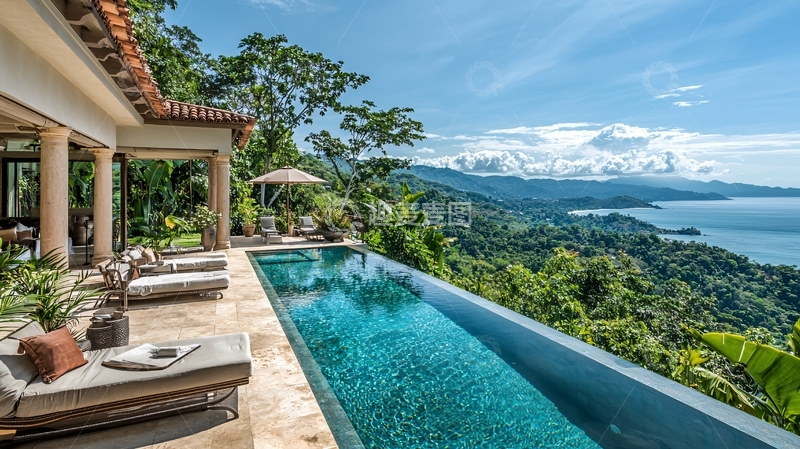 高清大图下载【趣麦麦图】山顶无边泳池别墅