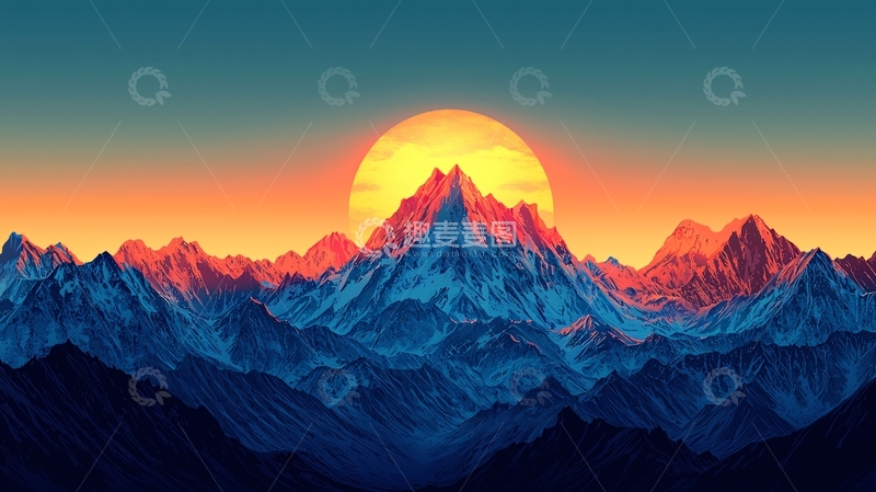 高清大图下载【趣麦麦图】日出雪山