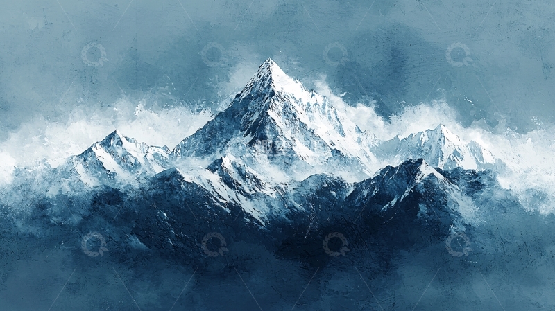 高清大图下载【趣麦麦图】水墨雪山