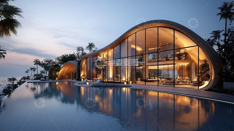 高清大图下载【趣麦麦图】海边现代风格别墅