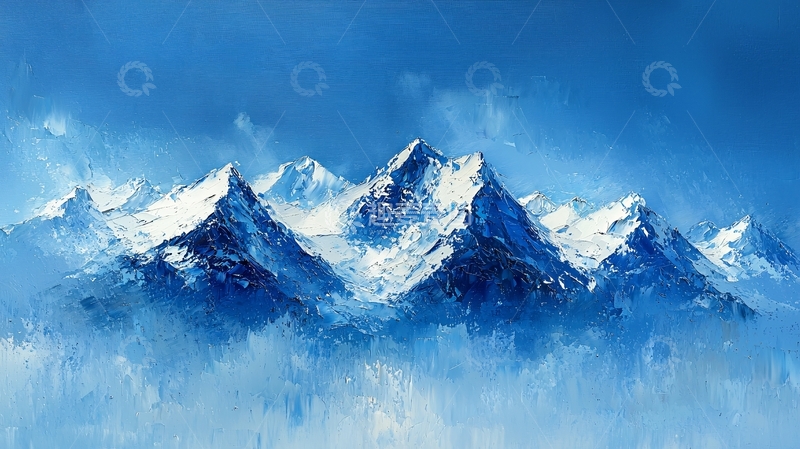 高清大图下载【趣麦麦图】蓝天白雪下的连绵群山