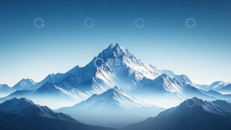 高清大图下载【趣麦麦图】蓝天白雪皑皑群山
