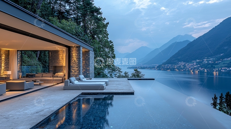 高清大图下载【趣麦麦图】湖景别墅