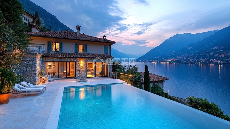 高清大图下载【趣麦麦图】湖边豪华别墅