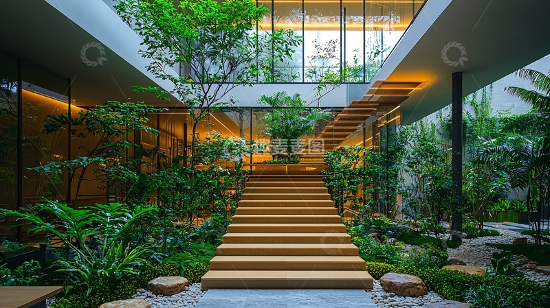 高清大图下载【趣麦麦图】室内庭院楼梯