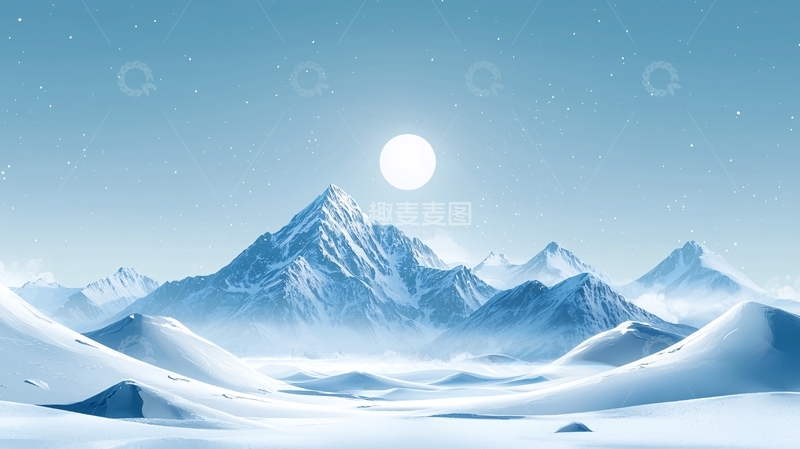 高清大图下载【趣麦麦图】极简风格雪山风景图