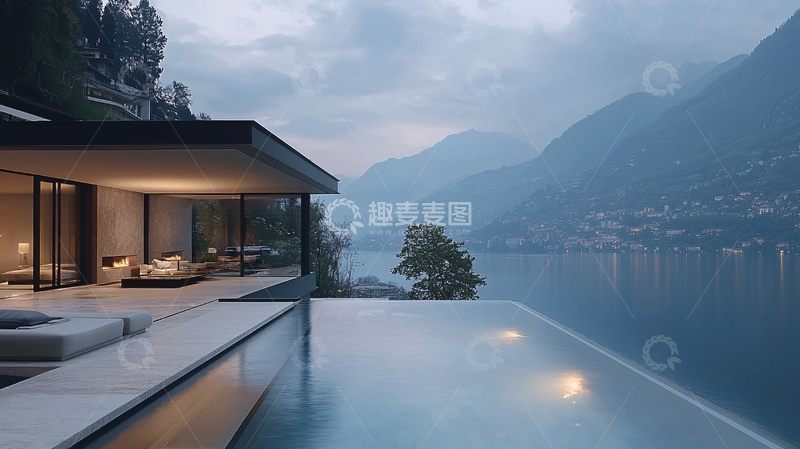 高清大图下载【趣麦麦图】山景湖景泳池别墅