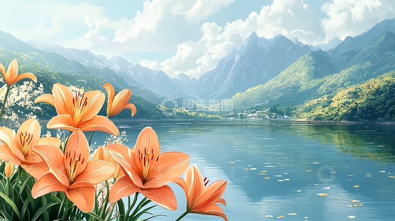 高清大图下载【趣麦麦图】橙色百合花