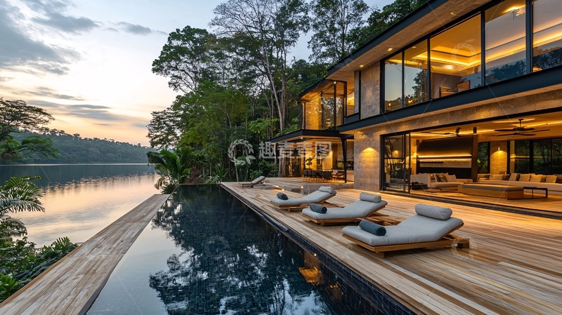 高清大图下载【趣麦麦图】湖景别墅