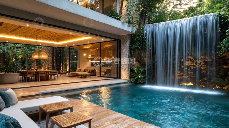 高清大图下载【趣麦麦图】现代风格别墅泳池