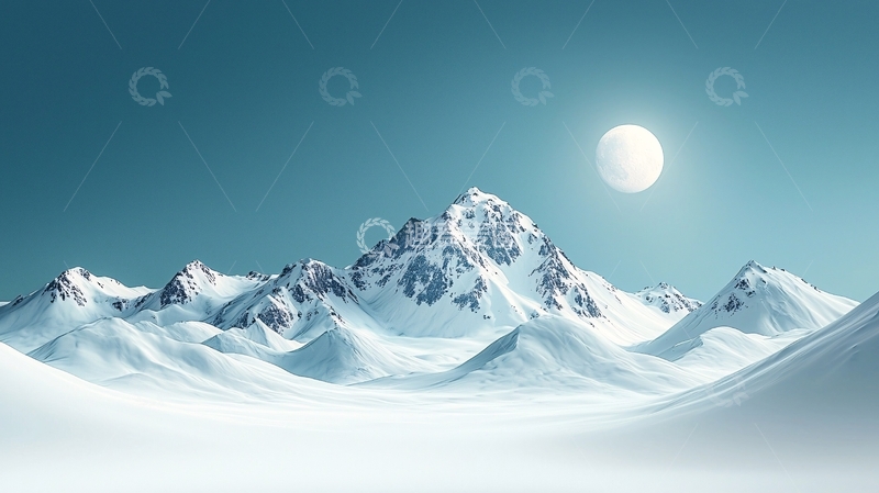 高清大图下载【趣麦麦图】雪山月夜